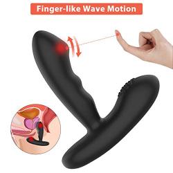 Male Prostate Massager with Finger-Like Wave Motion 16 Vibration Modes for P-sot Stimulation, PALOQUETH Heating Adult Anal Sex Toy P-Spot Vibrator Rechargeable Vibrating Butt Plug Stimulator for Men