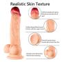 Alona Realistic Ultra-Soft Dildo, Dual-Layered 7 Inch Length Big Dilldó with Suction Cup for Hands-Free Play, Lifelike Penis for Vaginal G-spot and Anal Play Flesh