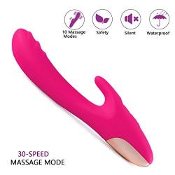 Handheld Wireless Wand Massager 30 Speeds To Relieve Muscle Pressure - USB Charging is More Portable and Safer(Rose Red)