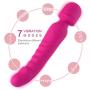 Wireless Handheld Heated Wand Massager 7 Powerful Vibration Modes for Sports Recovery and Muscle Aches-Rose Red