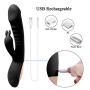 Rabbit Vibrator Dildo with Bunny Ears for Clitoris G-Spot Stimulations 10-Speed Dual Motors Sex Toys for Women Couple-Black