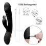 Rabbit Vibrator Dildo with Bunny Ears for Clitoris G-Spot Stimulations 10-Speed Dual Motors Sex Toys for Women Couple-Black