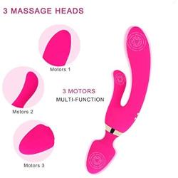 Personal Sports Massager - Powerful but Quiet - Dual Motor 10 Speed Mode - USB Charging - 100% Waterproof（ Dark Pink）