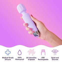 Luna Magic Wand Massager - Rechargeable Clitoral Waterproof Vibrator - 20 Patterns & 8 Intensities – Handheld, Quiet, Small, Powerful - Dildo Sex Toy for Couples, Men, Women & Females - Purple