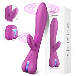 Waterproof Rabbit Vibe Dildo by ALOFA Waterproof G Spot Clitoris Stimulator with 10 Powerful Vibration Modes Bunny Vibrator for Exciting Stimulation- Ideal Sex Toy for Starters (Purple)