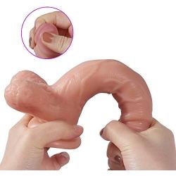 Realistic Ultra Soft Dildo for Beginner,iMiMi Waterproof Penis with Hands-Free Flared Suction Cup for Anal Play, Vaginal G-Spot and Masturbation 7.5 Inch（Flesh）