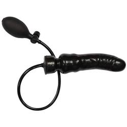 EXLATEX Adults Inflatable Pump Latex Solid Dildo with Plug Latex Masturbation (One size, Black)
