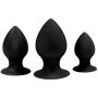 Silicone Anal Sex Toy,Unisex Anal Trainer Kit Butt Plug Set (Three-Piece Suit) (Black)
