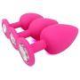 Eastern Delights Elite 3PCS Silicone Jeweled Anal Butt Plugs Anal Trainer Set, Hot Pink