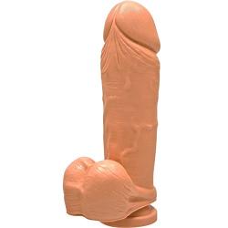 9 Inch Thick Dildo Cock and Balls with Suction, Natural Flesh, Made in US