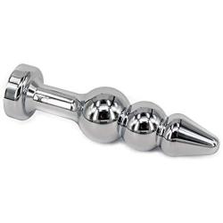 Metal Anal Trainer Butt Plug for Beginners, Eastern Delights 3 Beads Anal Sex Toy, Pink