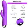 Rabbit Vibrator Waterproof G Spot Vibrator for Clitoris Stimulation Massager Wand Dildo Vagina Stimulator with 10 Vibration Modes Adult Sex Toys USB Rechargeable Quiet Dual Motor for Women (Purple)