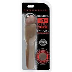 CyberSkin Original 4 Inch Xtra Thick Penis Extension Dark, Male Penis Enhancer Enlarger Intercourse Stimulator, 0.07 Pound