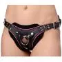 Strict Leather Low Rise Leather Strap-On Dildo Harness with Pink Accents Strict Leather Low Rise Leather Strap-On Dildo Harness with Pink Accents