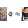 9 Sheets Rose Tattoo Sleeve Rose Temporary Tattoos Black Flower Tattoo Stickers For Women Men Party, Masquerade