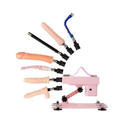 Y-Not Automatic Love Sex Machine Gun Sex Toys Masturbation for Women and Men Fast Pumping and Thrusting Multispeed Telescopic Free Dildo Retractable with 7 Attachments Pink