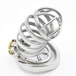 Xxq Fashion 316 Stainless Steel Mens Special Toy Massager Mens Chastity Lock Birdcage (Size : M:45mm)