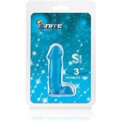 Si Novelties Cock with Balls Dildo, Blue, 3 Inch, 2.4 Ounce