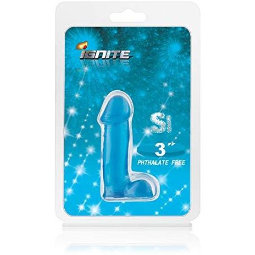 Si Novelties Cock with Balls Dildo, Blue, 3 Inch, 2.4 Ounce