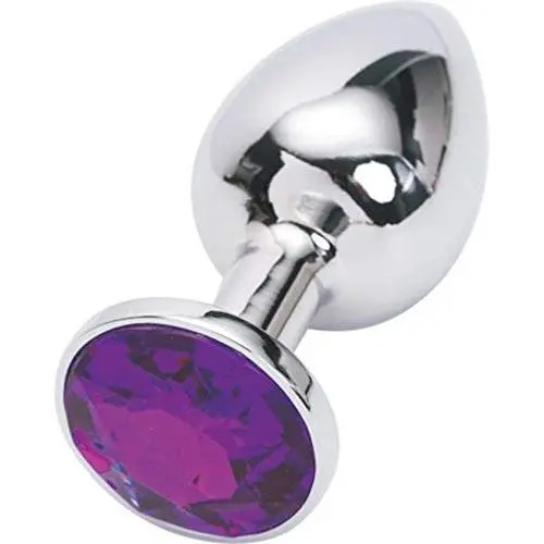 EUROTIQUE Small Silver Steel- Purple INSERTABLE Anal Plug EUROTIQUE Small Silver Steel- Purple INSERTABLE Anal Plug