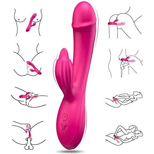 G Spot Rabbit Vibrator, Sexy Slave Ava Clitoral Stimulator with Tongue Tickler, Liquid Silicone Waterproof Dildo Massager with 7 Vibration, Quiet Dual Stimulation Sex Toys for Women, Rose Pink G Spot Rabbit Vibrator, Sexy Slave Ava Clitoral Stimulator with Tongue Tickler, Liquid Silicone Waterproof Dildo Massager with 7 Vibration, Quiet Dual Stimulation Sex Toys for Women, Rose Pink