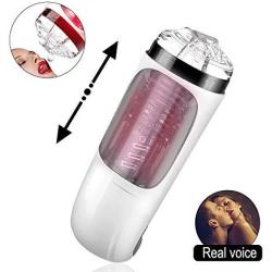 FeiGu Electric Automatic Male Masturbator, 7 Frequencies Telescopic Visible 3D Realistic Vagina Masturbation Cup with Female Moans, Adult Sex Toy for Men