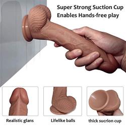 Lfcmf 8.26 inches Lifelike Huge Women Personal Relax Massager Silicone Material (Color : Brown)