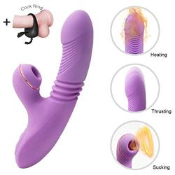 Qbyoop USB Rechargeable Powerful 7 Sucking Toys, Waterproof Handheld Wand Massager with Heating, Medical Silicone