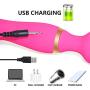 G-Spot Waterproof USB Rechargeable Dual Motors Dildo Vibrator for Clitoral Stimulator, 10 Powerful Vibrations for Wand Massager Stick, Adult Sex Toys for Women Men Male Female Couples Play, Pink