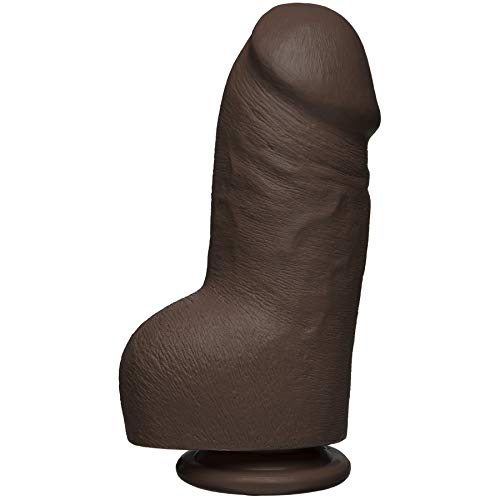 Doc Johnson The D - Fat D - 8 Inch with Balls - FIRMSKYN - 8" Long and 2.75" Wide - Strong Suction Cup Base - O-Ring Harness Compatible Dildo, Chocolate