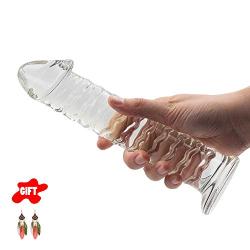 DJKFHIU Natural Glass Stick with Huge Smooth Body Safe Transparent Crystal Glass Rod for Female Men DJKFHIU (Color : Clear)