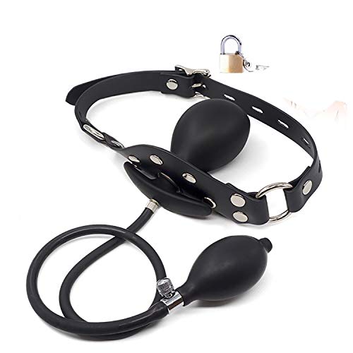 Leather Bondage Inflatable Strap-on Mouth Gag Masks - Faux Leather Lockable & Panel Gag Open Mouth Plug Breathable Restraint Head Hood for Unisex Adults Couples, BDSM/LGBT Fetish Hood Leather Bondage Inflatable Strap-on Mouth Gag Masks - Faux Leather Lockable & Panel Gag Open Mouth Plug Breathable Restraint Head Hood for Unisex Adults Couples, BDSM/LGBT Fetish Hood