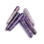 AMOYSTONE Natural Amethyst Crystal Massage Treatment Sticks Points Worry Stone Set 6pcs 4"