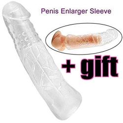 Reusable Condom Sleeve Silicone Penis Case Cover Penis Extender Enhancer Enlarger Sleeve Crystal Elastic Sleeve for Male + Surprise Gift