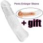 Reusable Condom Sleeve Silicone Penis Case Cover Penis Extender Enhancer Enlarger Sleeve Crystal Elastic Sleeve for Male + Surprise Gift