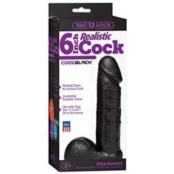 Doc Johnson Vac U Lock Codeblack Realist Cock, 6 Inch