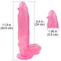 QJFYJ-001 12inch Super Huge Big Double Pleasure Toy Hand Free Play - Made from Safe PVC Which - S-uctión Massager for Women HLSXS1504 (Color : Pink)