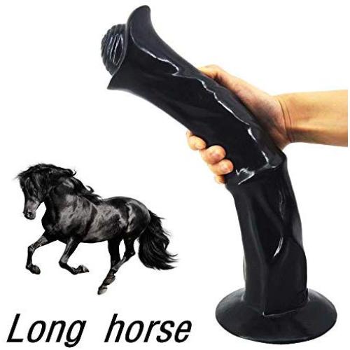 FAAK Big Horse Dildo Animal Style Large Head Adult Sex Toy (Black)