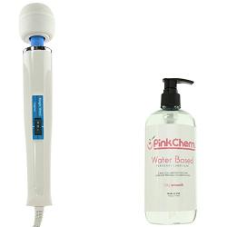 Hitachi Vibratex The Original Magic Wand in White and Blue ABS - With 6 Foot Power Cable - Bundle with PinkCherry 16 Ounce Water Based Personal Lubricant