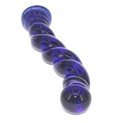 Glass Pleasure Wand Anal Sex Toys Massager, Eastern Delights 6.7 Inches Spiral Shape Dildo, Blue