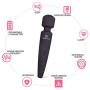 Cordless Wand,Silicone Massage Stick Tool for Relaxation,10 Powerfull Modes,Black