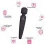 Cordless Wand,Silicone Massage Stick Tool for Relaxation,10 Powerfull Modes,Black
