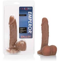 CalExotics Emperor Ballsy – PureSkin Pegging Dildo with Suction Cup Base – Hand Sculpted Waterproof Probe with Moveable Balls - Brown