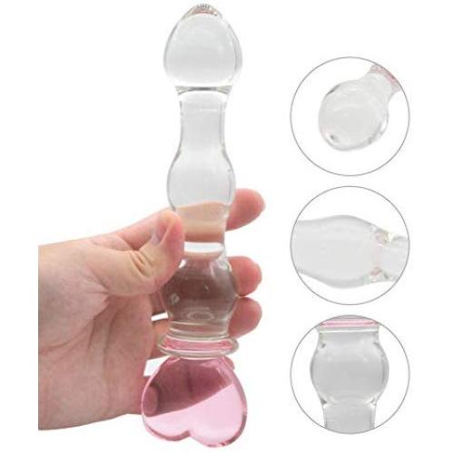 FST Glass Pleasure Wand Heart Shape Crystal Analdildo Butt Plug Masturbator Anal Sex Toys for Women Men Couple