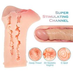 Male Masturbator Pocket Pussy Stocker, Fondlove Realistic Vaginal and Anal Canal Strocker with Lifelike Channel, Blow Job Sex Toy for Men Masturbation (6.9")