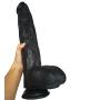 QJFYJ-001 Huge Silicone Manual Massage Stick Flexible Real Portable Suction Cup Long Lifelike Massager for Men Women Black 17inch