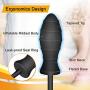Inflatable Butt Plug, Body-Safe Silicone Anal Balloon Pump with Quick Release Valve Stretch Anal Sex Toys for Beginners and Advanced Users (Black Screw Style)