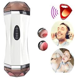 Riliy- Mǎssǎger Training White USB Electric T-Shirt Six Toys 2 in 1 Hands Free Deep Throat Voice Interactive Orǎl Cùp Sùckǐng Endless Pleasure Headphone Mode Couple Best Gift