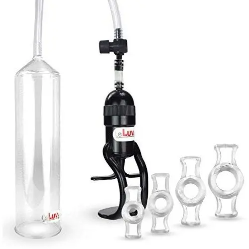 LeLuv Vacuum Penis Pump EasyOp Z-Grip Natural Male Enhancement Bundle with One of Each Size Constriction Rings LeLuv Vacuum Penis Pump EasyOp Z-Grip Natural Male Enhancement Bundle with One of Each Size Constriction Rings