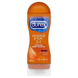 Durex Play Massage 2 in 1 Stimulating Intimate Lubricant & Massage Gel with Enhancing Guarana Extract, 6.76 Fl Oz